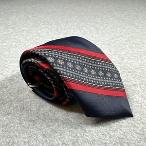 Vintage Jordan Marsh Tie Navy Red Stripe Geometric Classic 90s Mens 57x2.75in